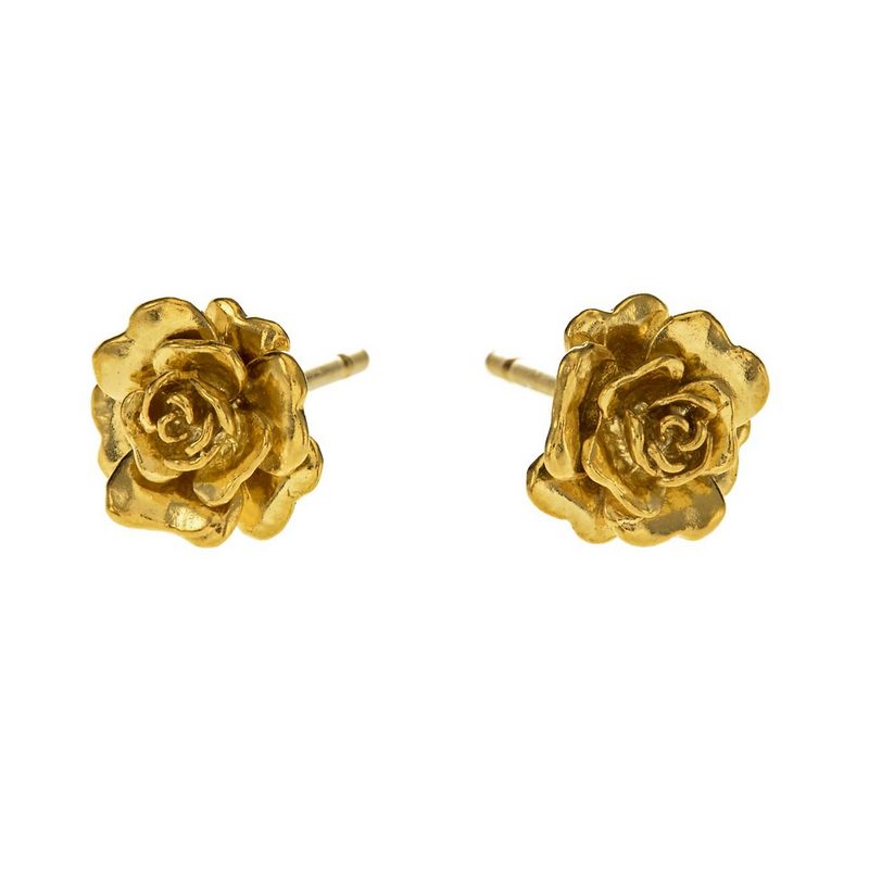 Alex Monroe Jewellery Rosa Damasca Stud Earrings RDE2-GP angled