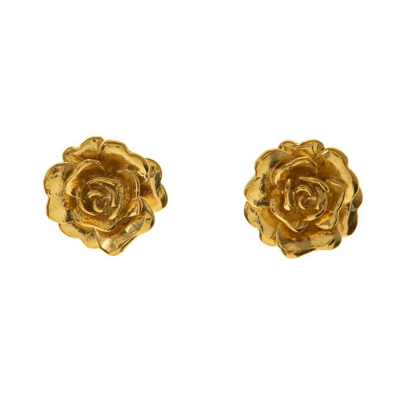 Alex Monroe Jewellery Rosa Damasca Stud Earrings RDE2-GP front