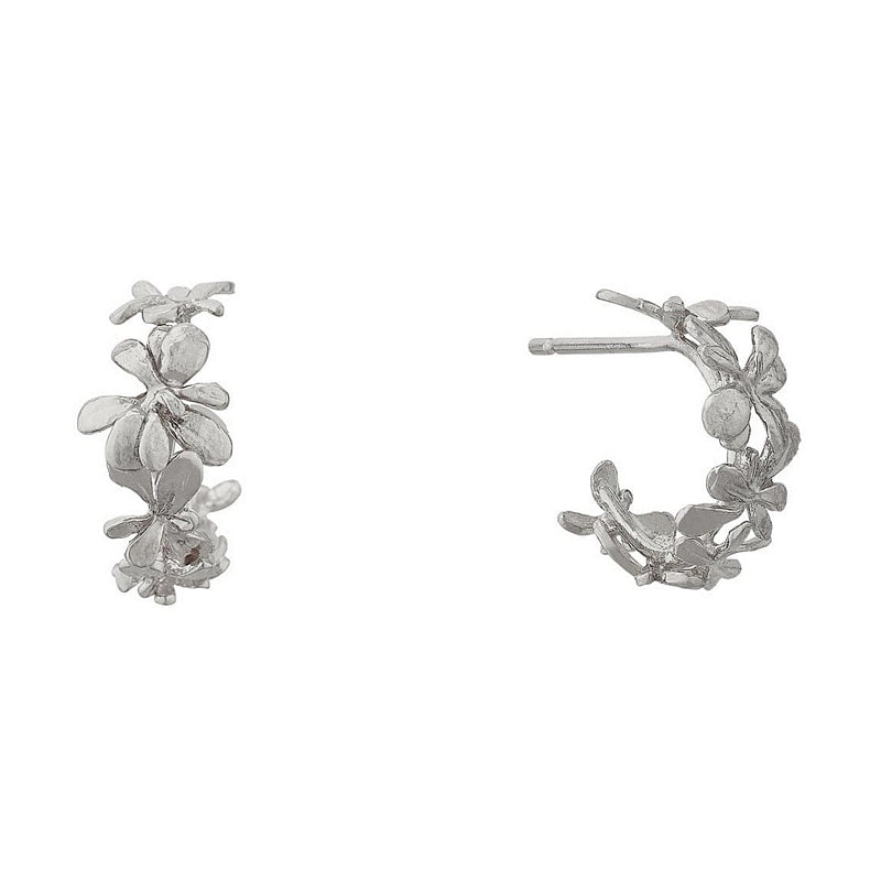 Alex Monroe Jewellery Sprouting Rosette Huggie Hoops Silver HBE5-S main