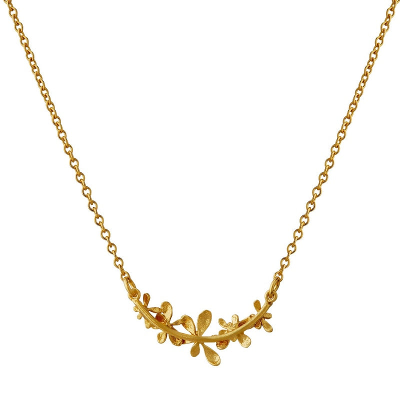 Alex Monroe Jewellery Sprouting Rosette In-Line Necklace Gold Plate HBN3-GP back