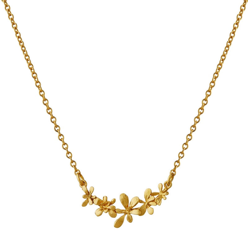 Alex Monroe Jewellery Sprouting Rosette In-Line Necklace Gold Plate HBN3-GP front