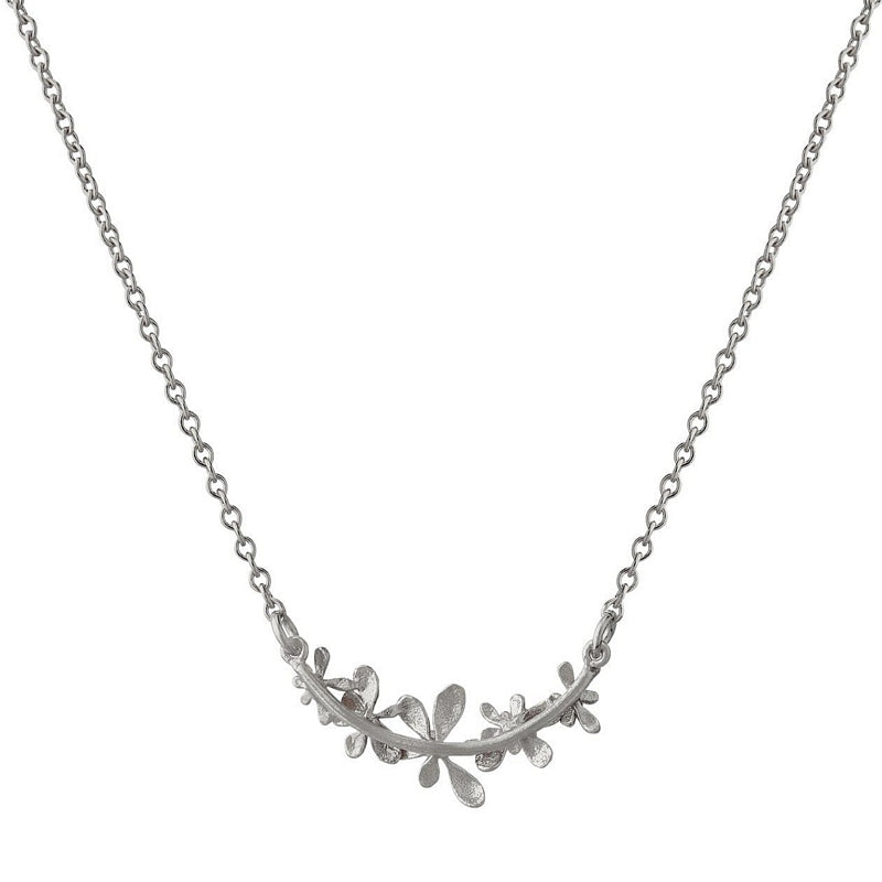 Alex Monroe Jewellery Sprouting Rosette In-Line Necklace Silver HBN3-S back