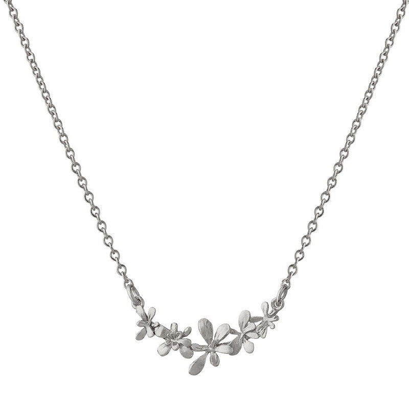 Alex Monroe Jewellery Sprouting Rosette In-Line Necklace Silver HBN3-S front