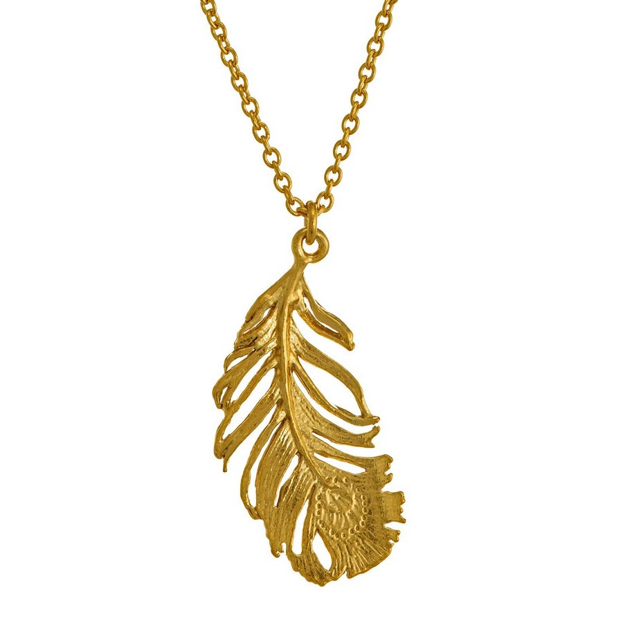 Peacock Feather Necklace PCN7-GP front