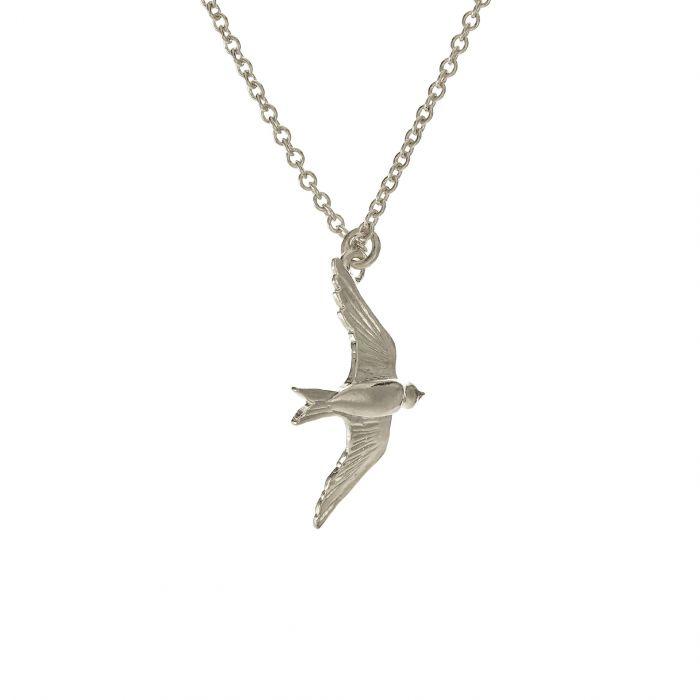 Alex Monroe Flying Swallow Necklace Silver DN1-S back