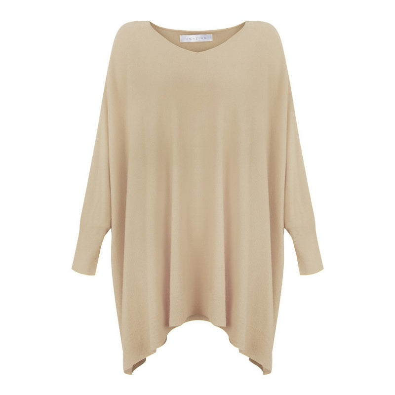 Amazing Woman Caty Light Oversized Round Neck Jumper Latte Shake front