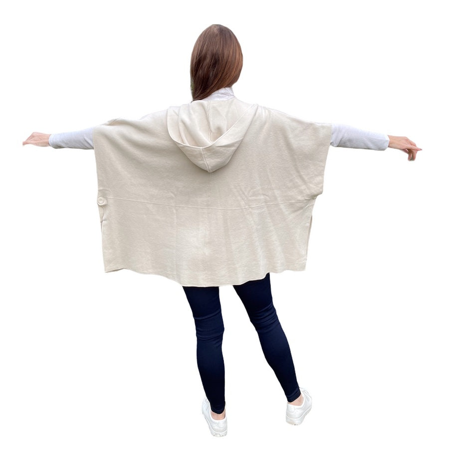 Hooded Button Cardi-Poncho