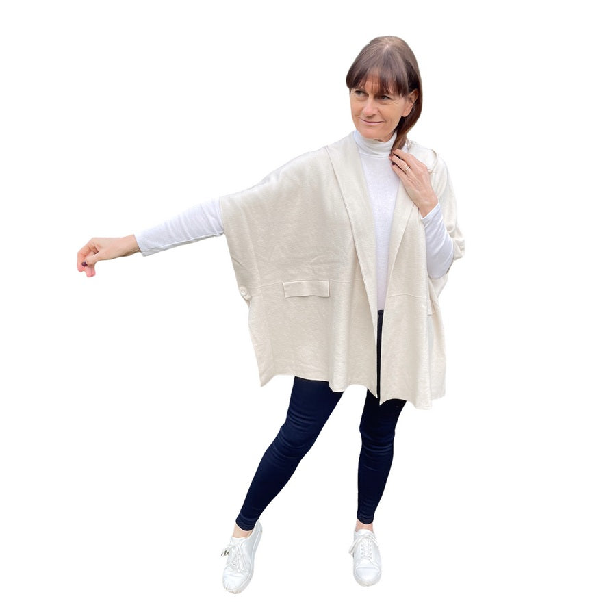 Amazing Woman Hooded Button Cardi-Poncho front