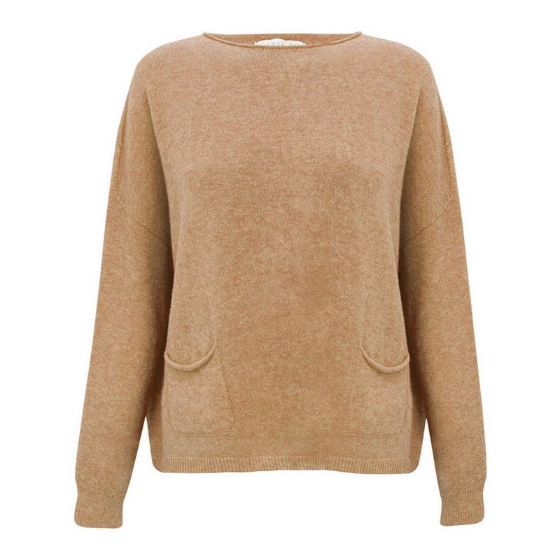 Amazing Woman Jodie Round Neck Jumper Caramel front