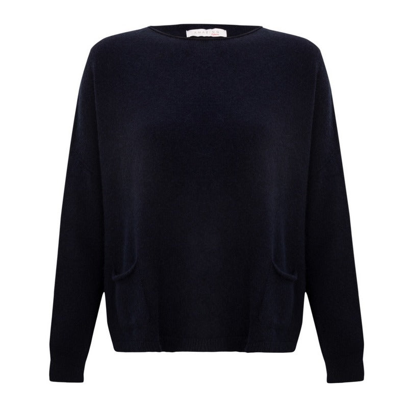 Amazing Woman Jodie Round Neck Jumper Dark Navy front