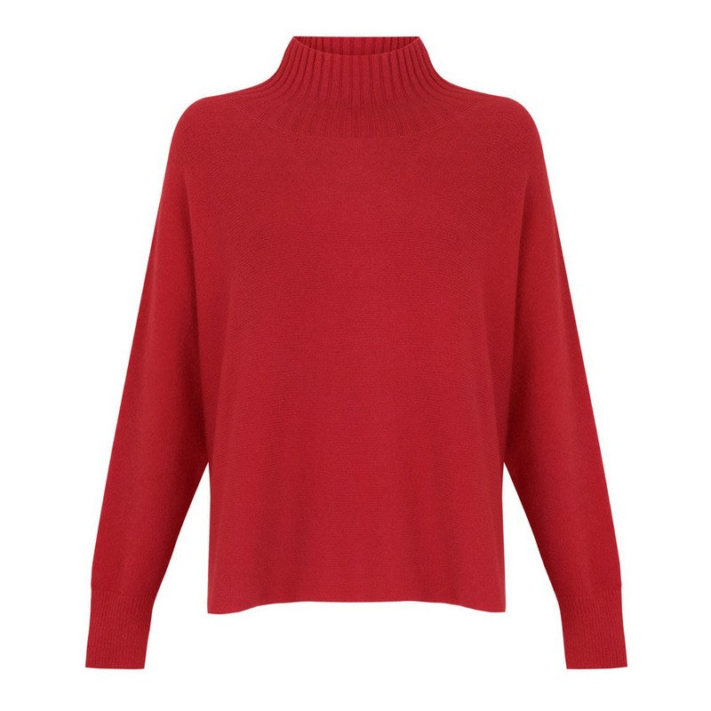 Amazing Woman Jolie Boxy High Neck Knit Berry Red front
