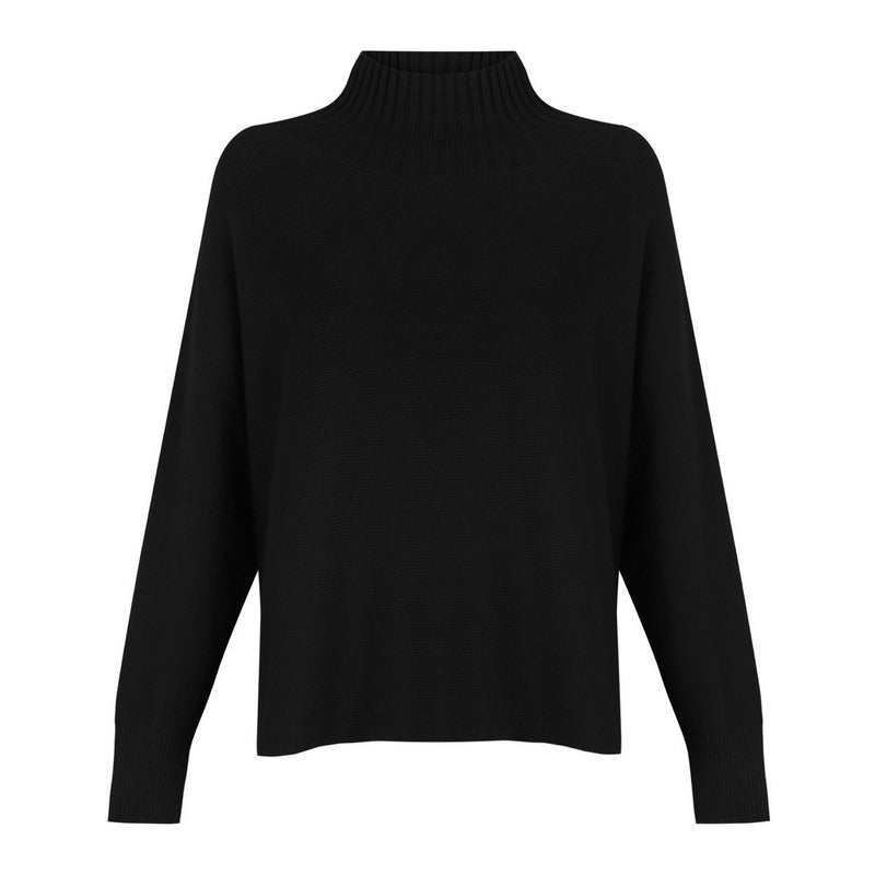 Amazing Woman Jolie Boxy High Neck Knit Black front
