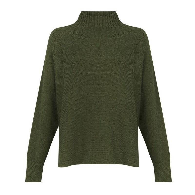 Amazing Woman Jolie Boxy High Neck Knit Olive Musch front