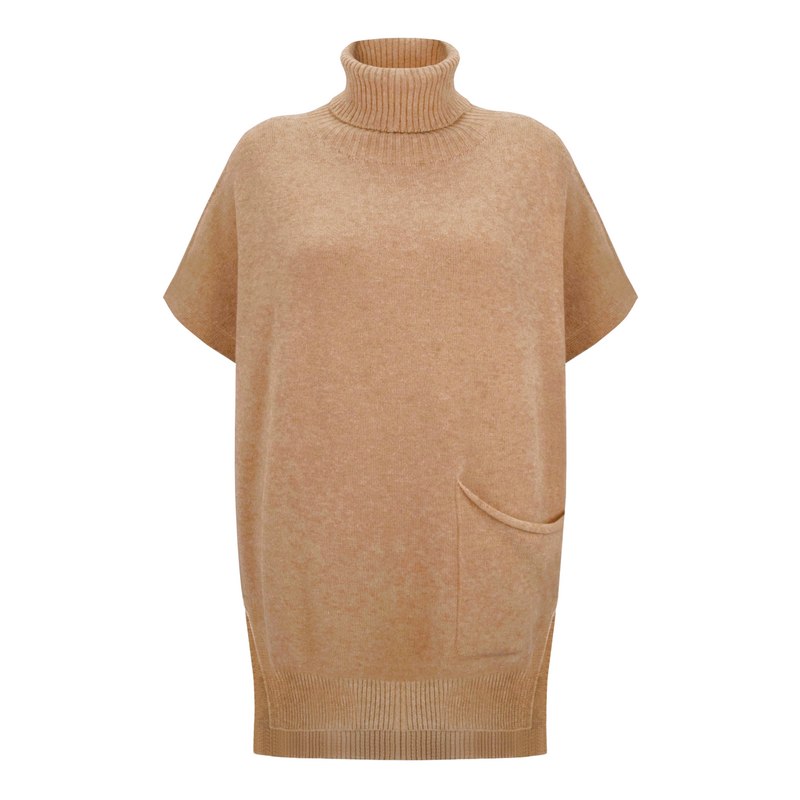 Amazing Woman Piper Roll Neck Poncho Caramel