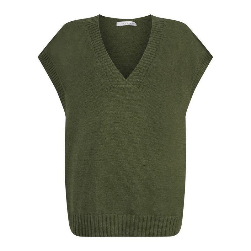 Amazing Woman Pirie Easy Fit V-Neck Tank Olive Musch front