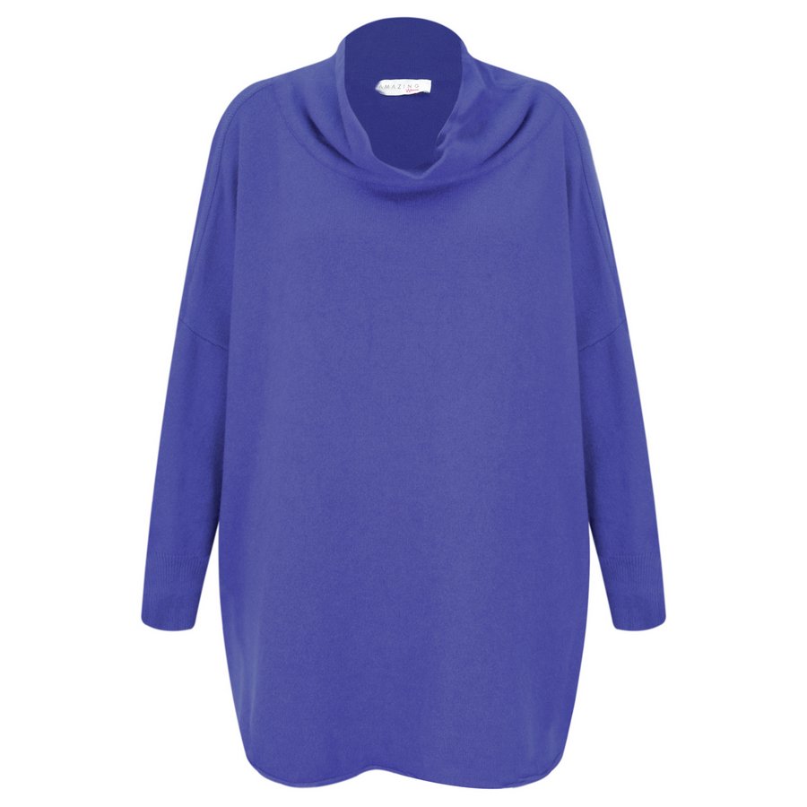 Amazing Woman Vera Oversized Knit Jumper Marled Royal Blue front