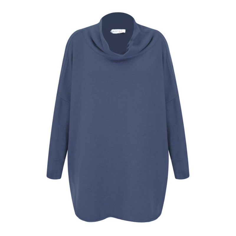 Amazing Woman Vera Oversized Tunic Jumper Denim Blue VERA-Denim front