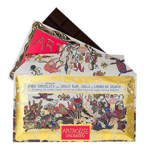 Angels of The Deep Handmade Dark Chocolate with Spiced Rum Chilli & Caribbean Crunch open