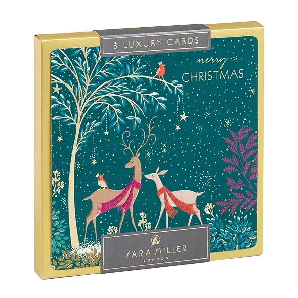 Art File Box of 8 Luxury Christmas Cards Two Deer & Robin LBX97 main