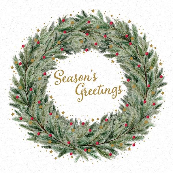 Art File Charity Christmas Cards Seasons Greeting Wreath 6 pack XP353 front