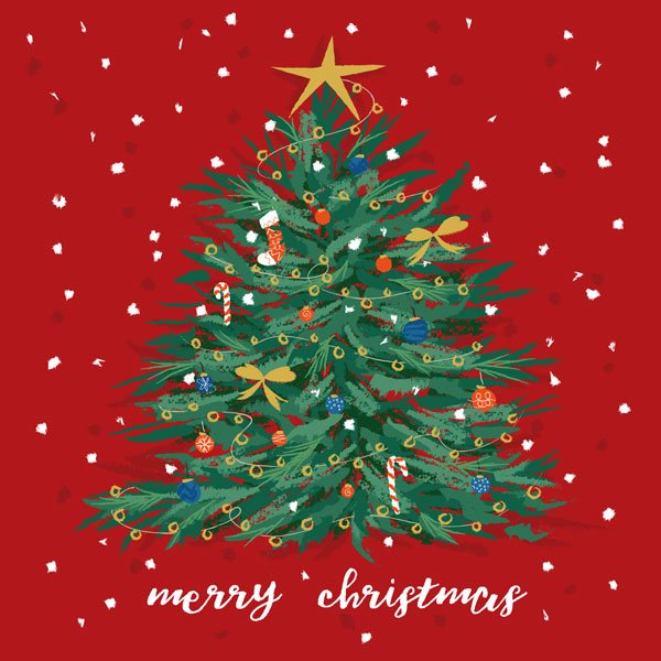 Art File Charity Christmas Cards Tree on Red 6 pack XP366 front