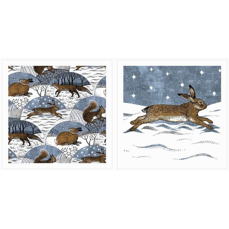 Art File Christmas Cards 10 Pack Rabbit & Fox WAX82A main