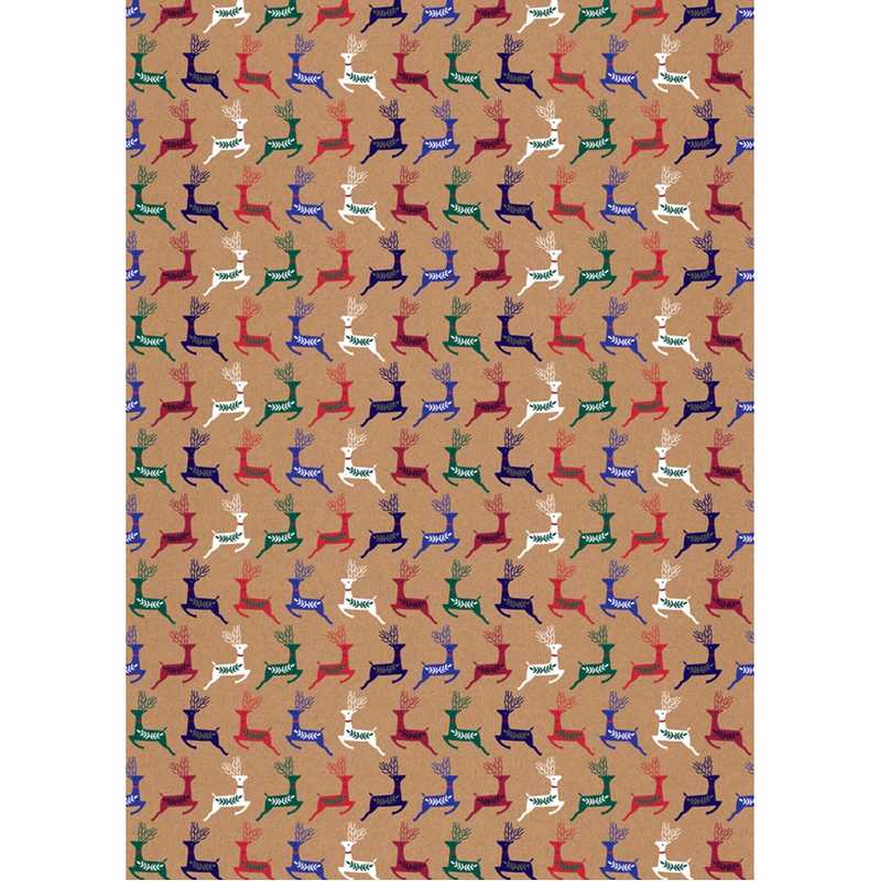 Art File Christmas Gift Wrap Kraft Reindeer GWX52 front
