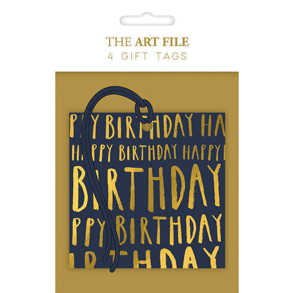 Art File Happy Birthday Just My Type Foiled Gift Tags TAG15