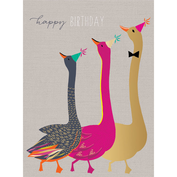 ArtFile Party Geese Happy Birthday Card PS02