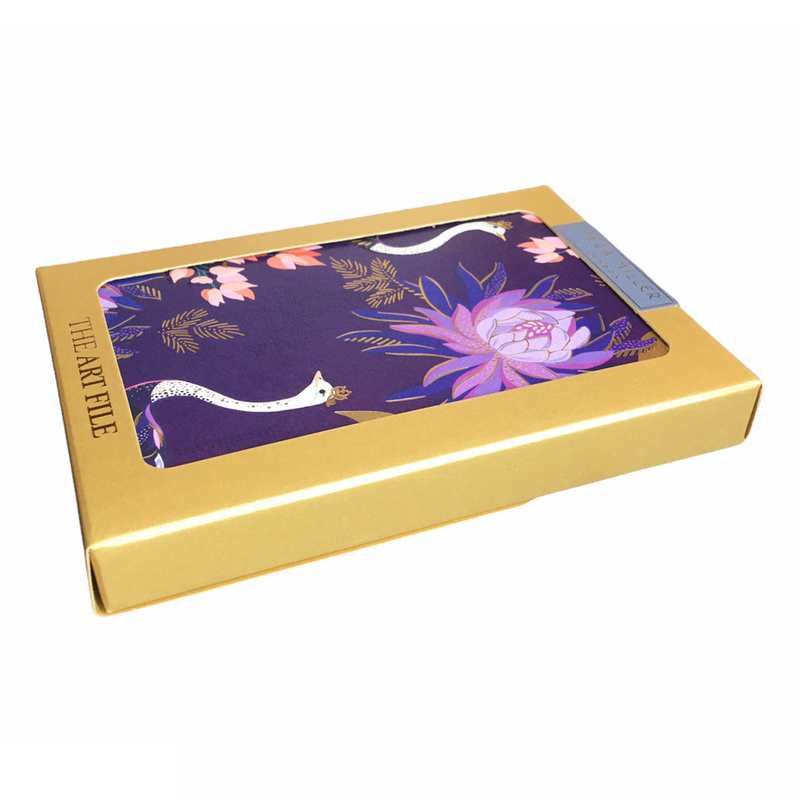 Art File Purple Ostrich Notecards Box of 10 side