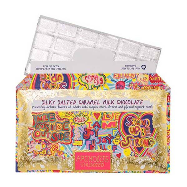 ArtHouse Unlimited Full of Joy Silky Salted Caramel Milk Chocolate CHOC072 open