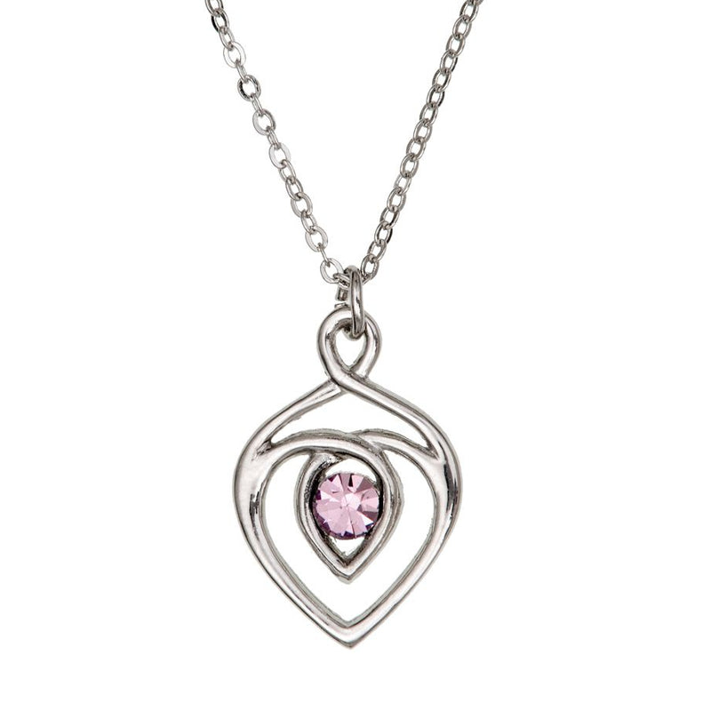 Pewter Celtic Heart Pendant With Pink Amethyst 193