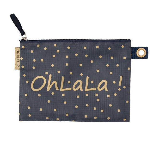 ArteBene Cosmetics Bag Navy with Gold Oh La La 240627 front