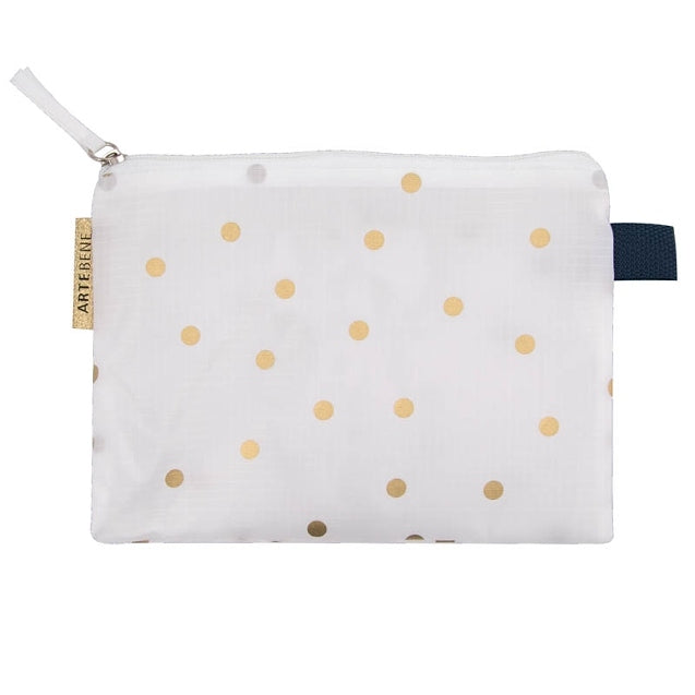 ArteBene Cosmetics Bag White with Gold Dots 240552 front