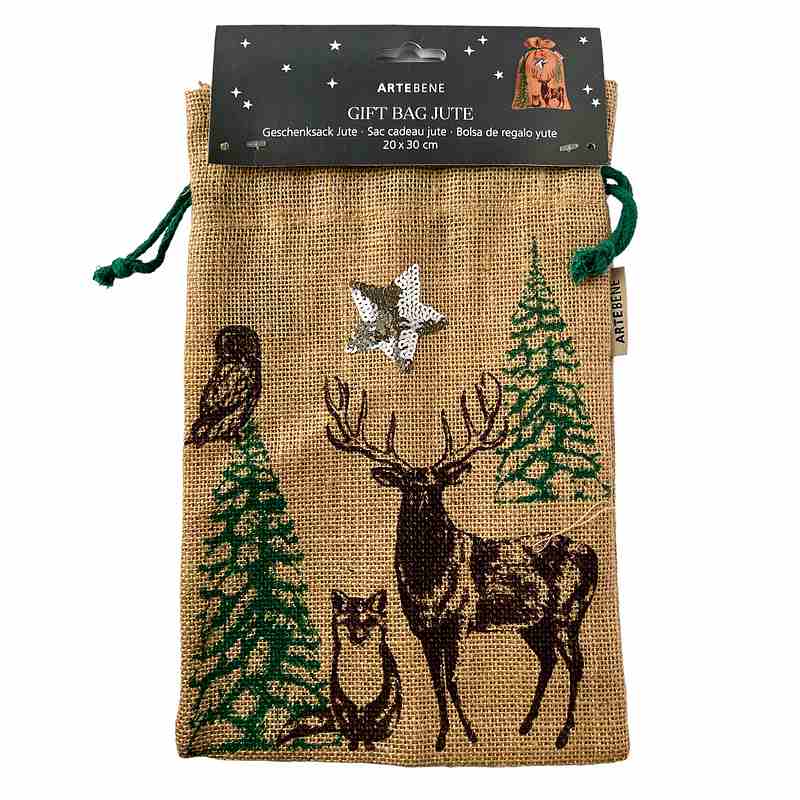 ArteBene Jute Gift Bag Stag 205122 front