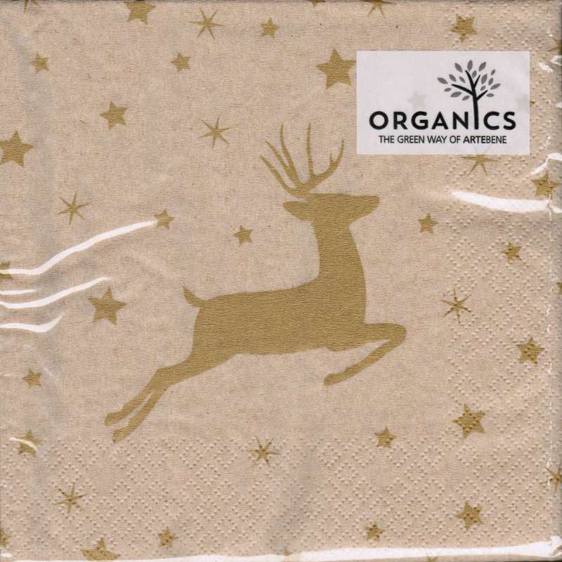 ArteBene Paper Napkins Stag and Stars Organics Natural 132966 front