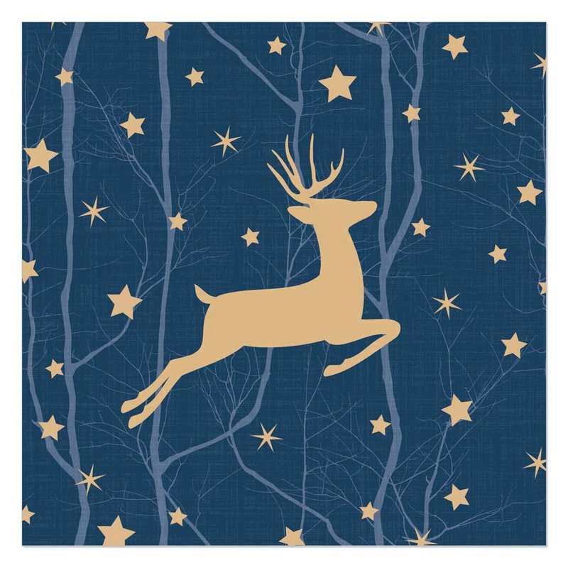 ArteBene Paper Napkins Stag and Stars on Blue 132964 front