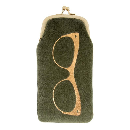 Artebene Velvet Glasses Case Green With Gold 210519 front