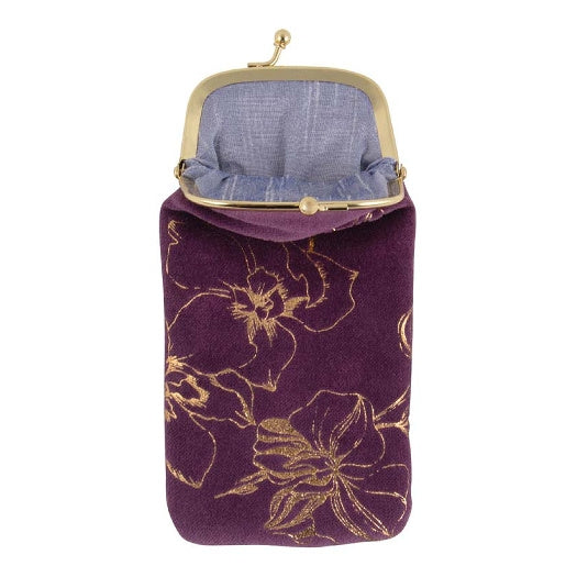 Artebene Velvet Glasses Case Purple With Gold 210518 open