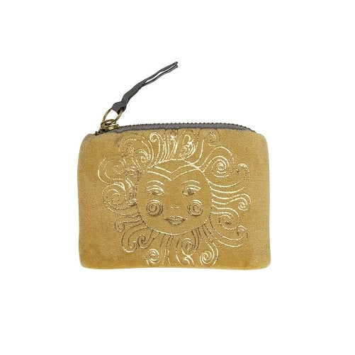 Artebene Velvet Zip Purse Yellow Gold Sun 241033 front