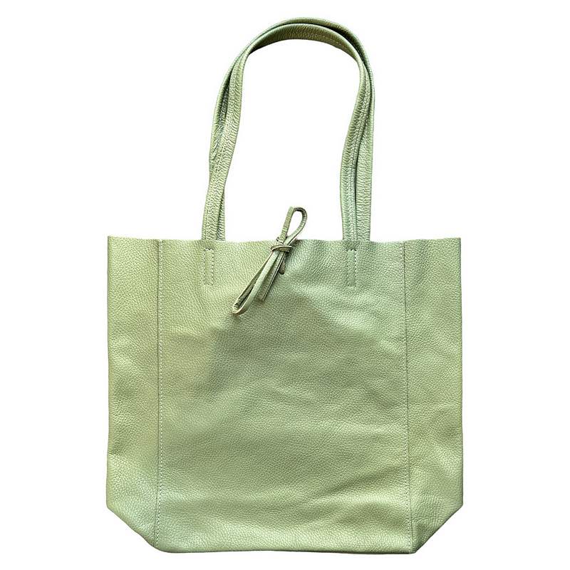 Big Leather Tote in Dusty Green PL215 front