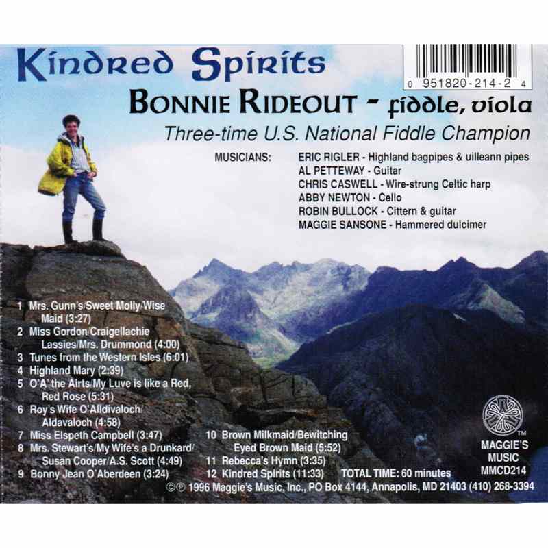 Bonnie Rideout Kindred Spirit MMCD214 CD Back