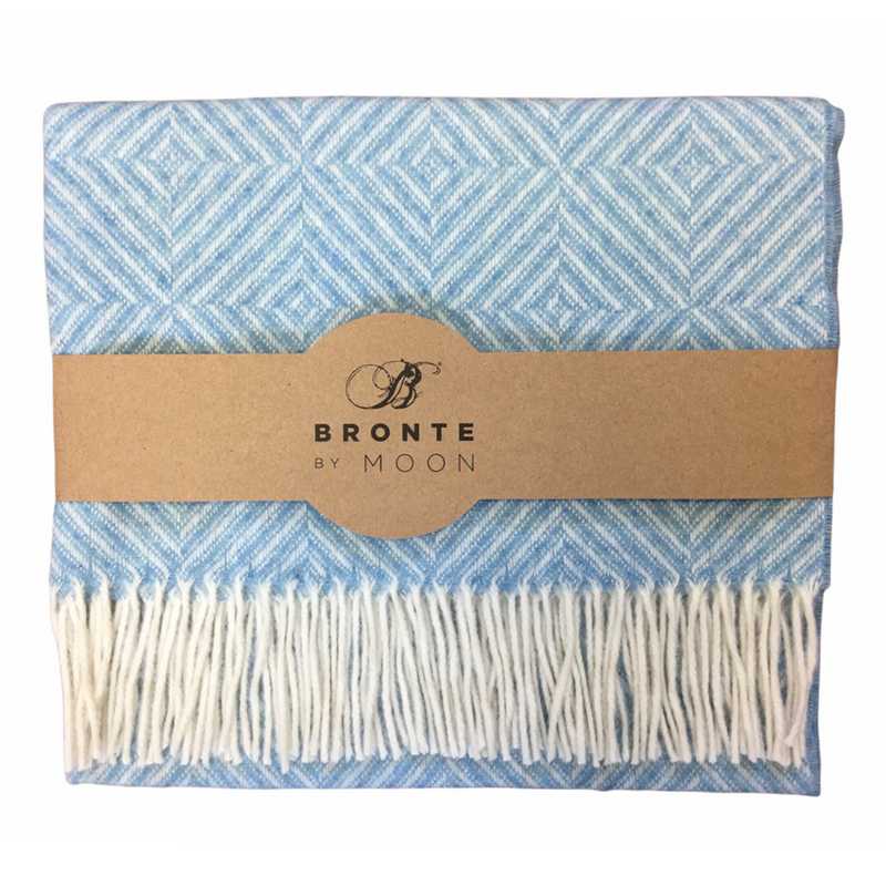 Bronte by Moon Merino Lambswool Baby Blanket Diamond Blue