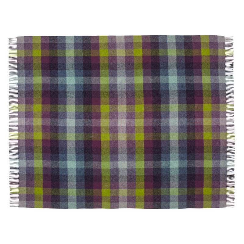 Bronte by Moon Harlequin Blackcurrant Shetland Wool Throw flat