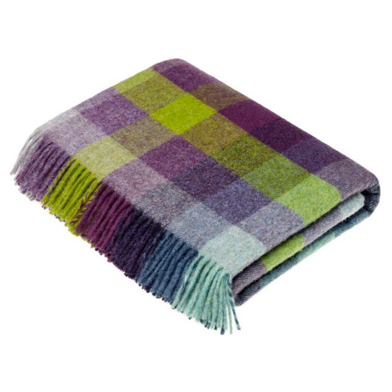 Bronte by Moon Harlequin Blackcurrant Shetland Wool Throw folded