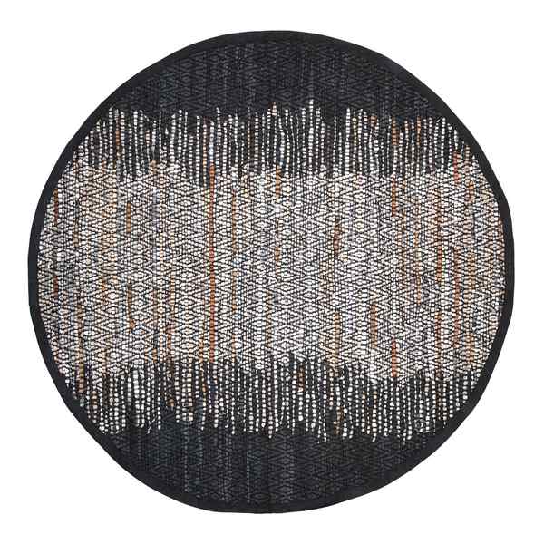 Broste Copenhagen Round Birger Black and Silver Rug 70070285