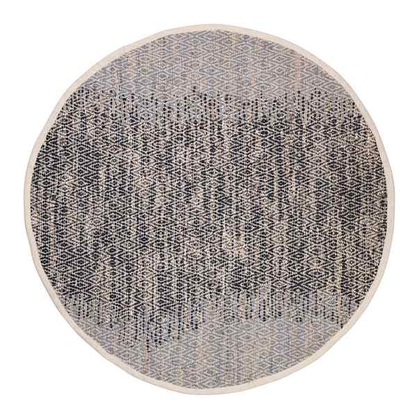 Broste Copenhagen Round Birger Drizzle & Gold Leather & Cotton Rug 70070282