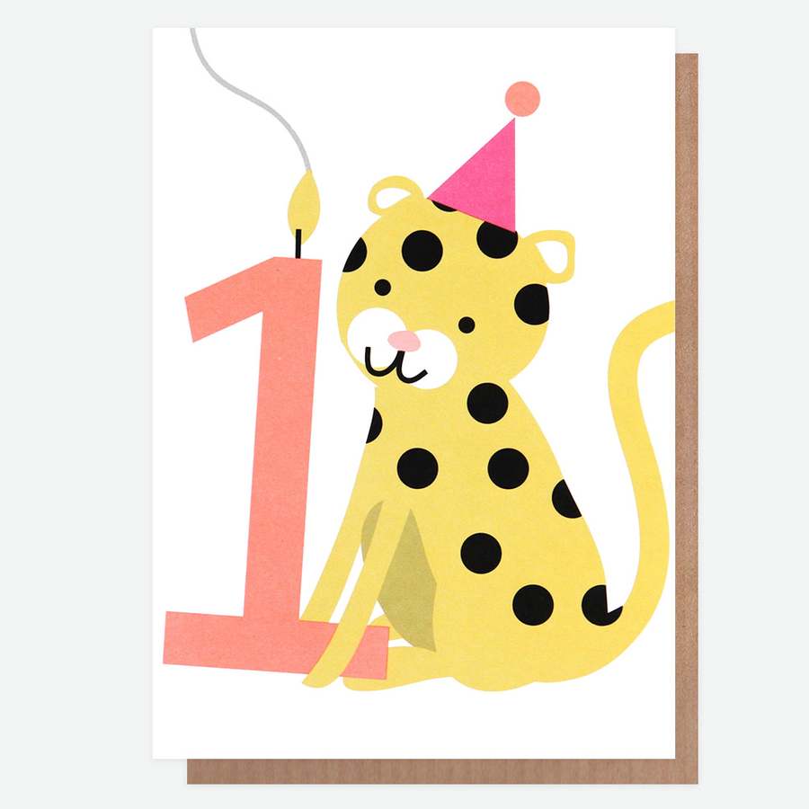 Caroline Gardner Birthday Card Age 1 Female Leopard NEO028