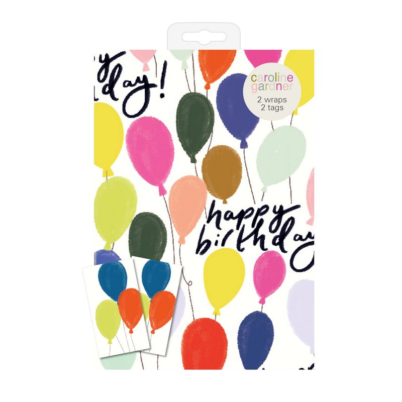 Caroline Gardner Bold Balloons Happy Birthday Wrap Pack of 2 WGW528 main
