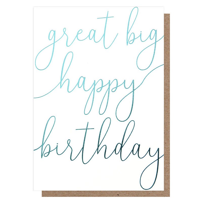 Caroline Gardner Great Big Happy Birthday Metallic Blue Green SHO006 front